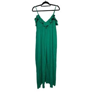 THML Green Maxi Dress with Ruffle Top NWT